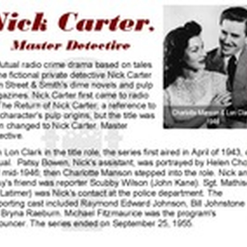 Nick Carter, Master Detective set artwork
